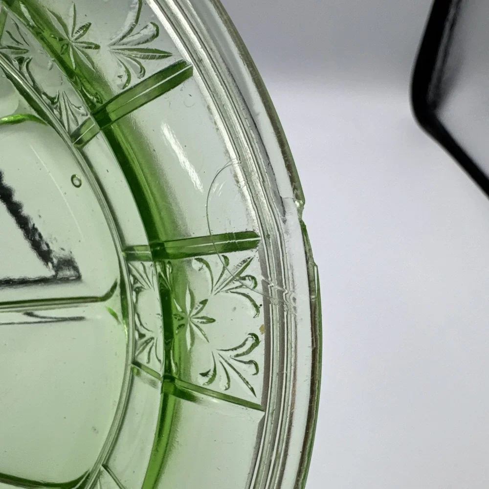 Jeanette Doric Green Depression Uranium Glass 12